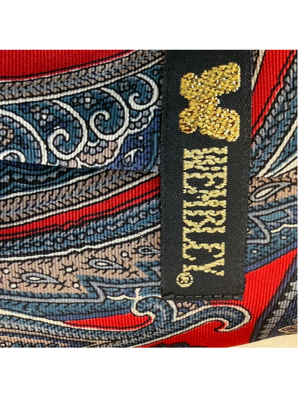 Wembley Paisley Silk Necktie Red Blue Gray Classic Mens Tie Made in Korea - Picture 6 of 6